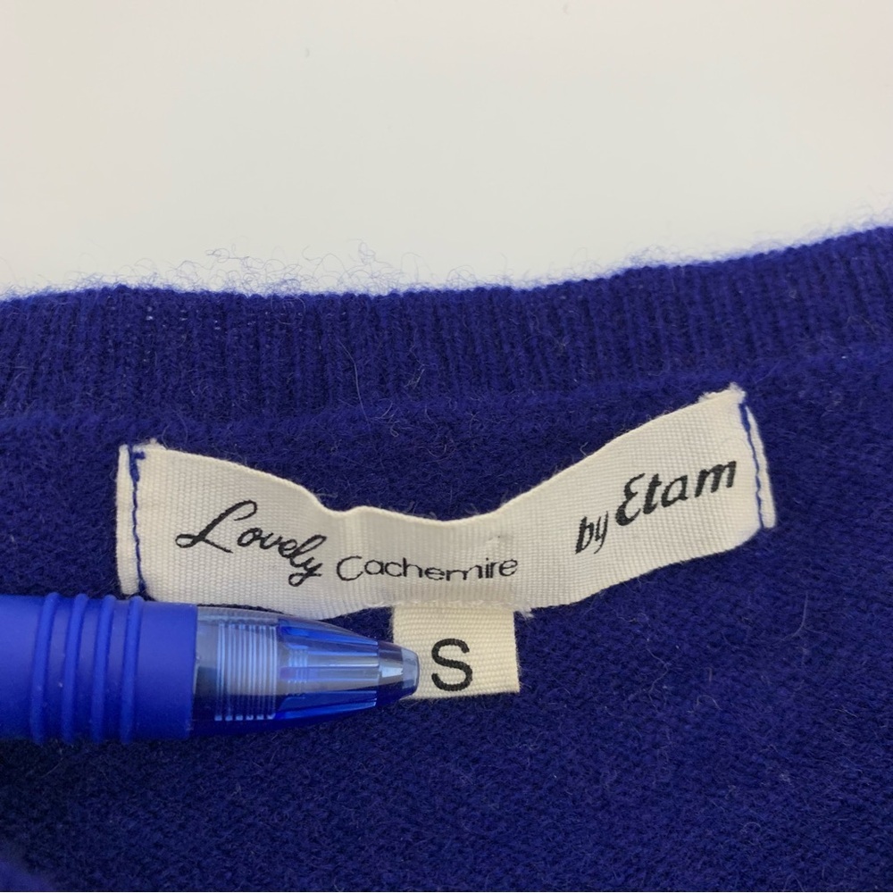 Cashmere Etam Sweater Pullover Cobalt Blue Sz Small Lovely Cashmere Quiet Luxury - Picture 8 of 11
